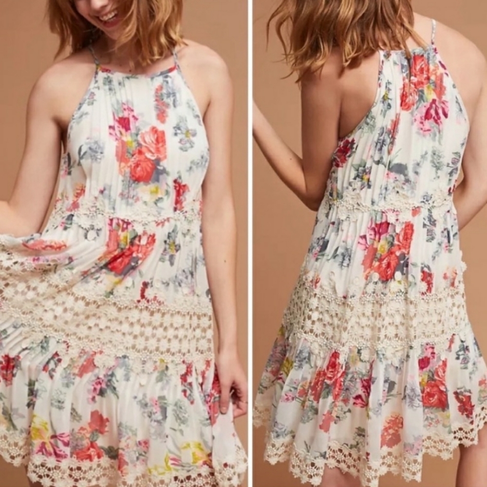 Anthropologie Pins and Needles Floral Halter Dress NWT SIZE XS